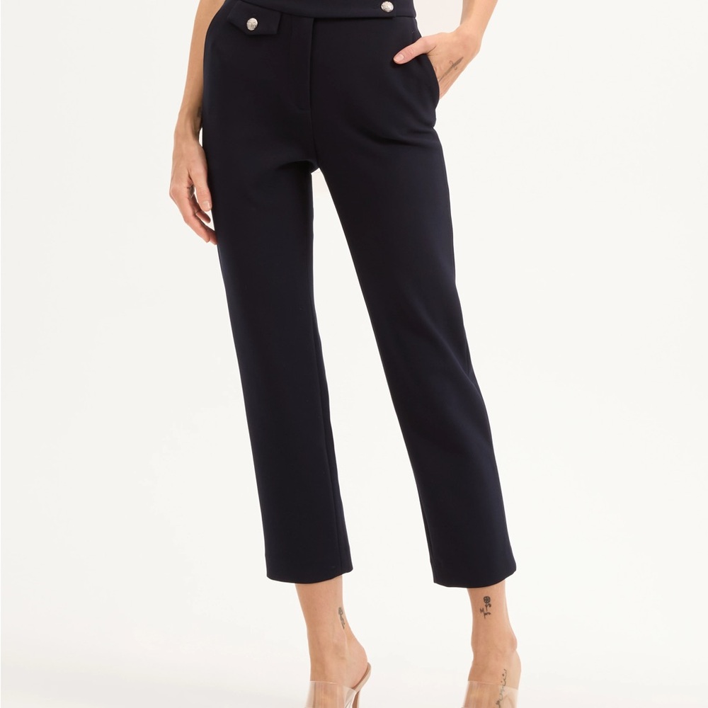 Veronica Beard Renzo - Navy Cropped Ankle Pants